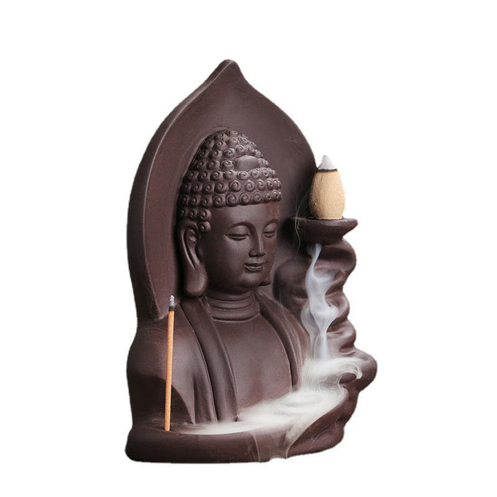 Buddha Stones Tibetan Avalokitesvara Buddha Lotus Healing Backflow Smoke Fountain Incense Burner - image 16
