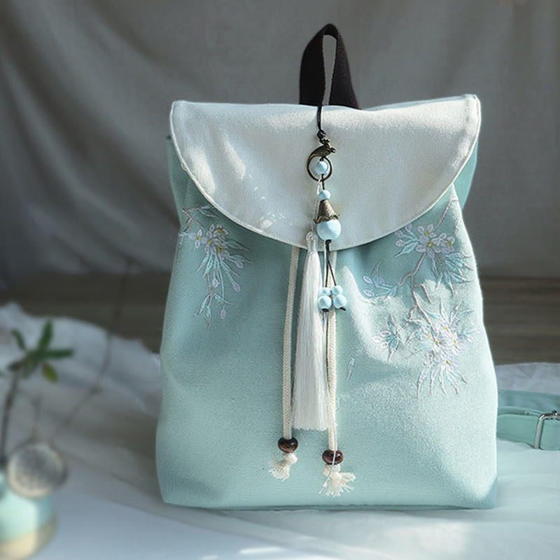 Buddha Stones Handmade Embroidered Large Capacity Canvas Backpack - image 11