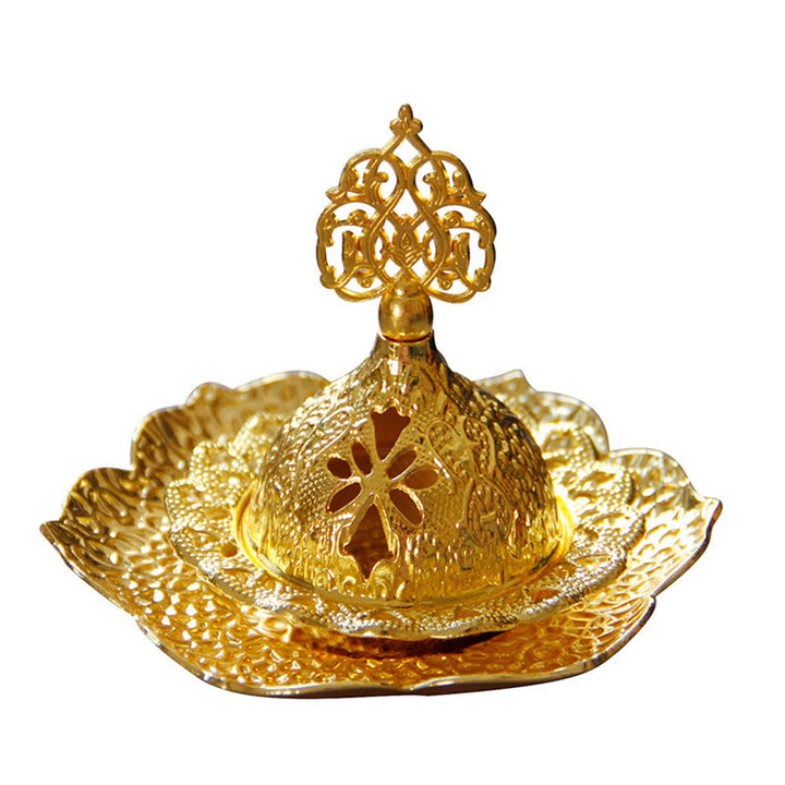 Gold Leaf Coaster Spiritual Mini Alloy Metal Incense Burner - image 12