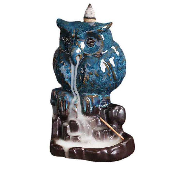 Cute Owl Ceramic Backflow Smoke Fountain Meditation Healing Incense Burner Decoration - image 10