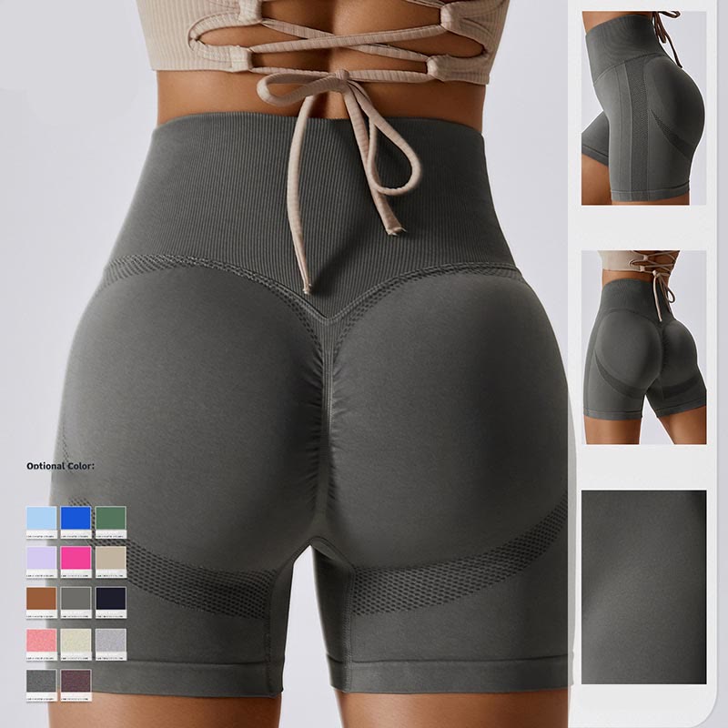 Buddha Stones Women Seamless Sports Fitness High Waist Yoga Workout Shorts