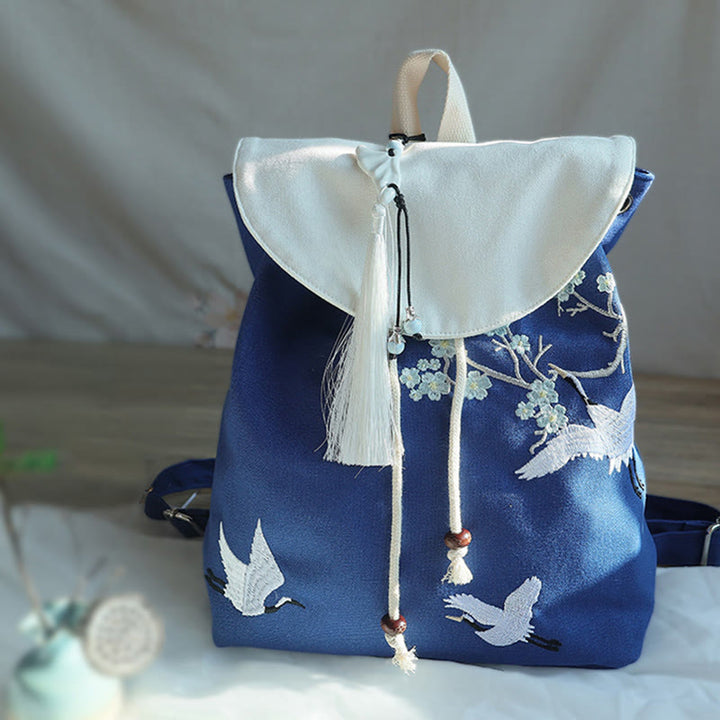 Buddha Stones Handmade Embroidered Large Capacity Canvas Backpack - image 22
