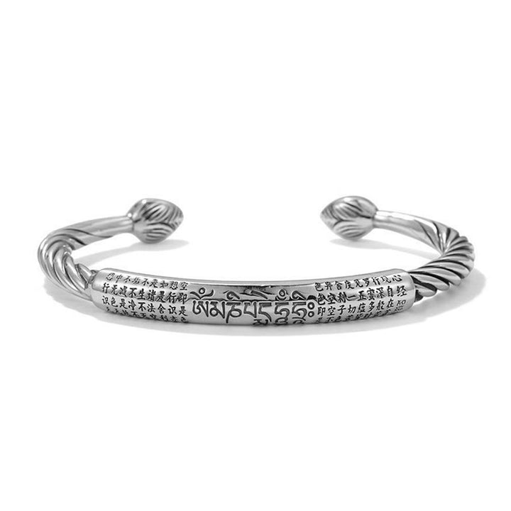 Buddha Stones Tibetan Om Mani Padme Hum Heart Sutra Purity Cuff Bracelet - image 13
