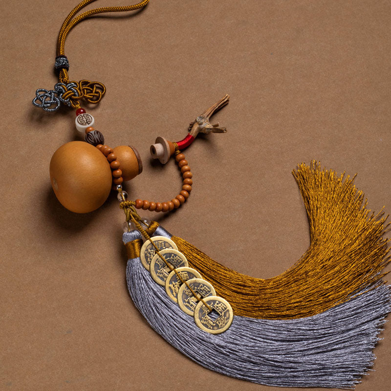 Buddha Stones Feng Shui Coins Gourd Chinese Knot Lucky Coins Five Emperor Money Wealth Tassels Decoration - image 0