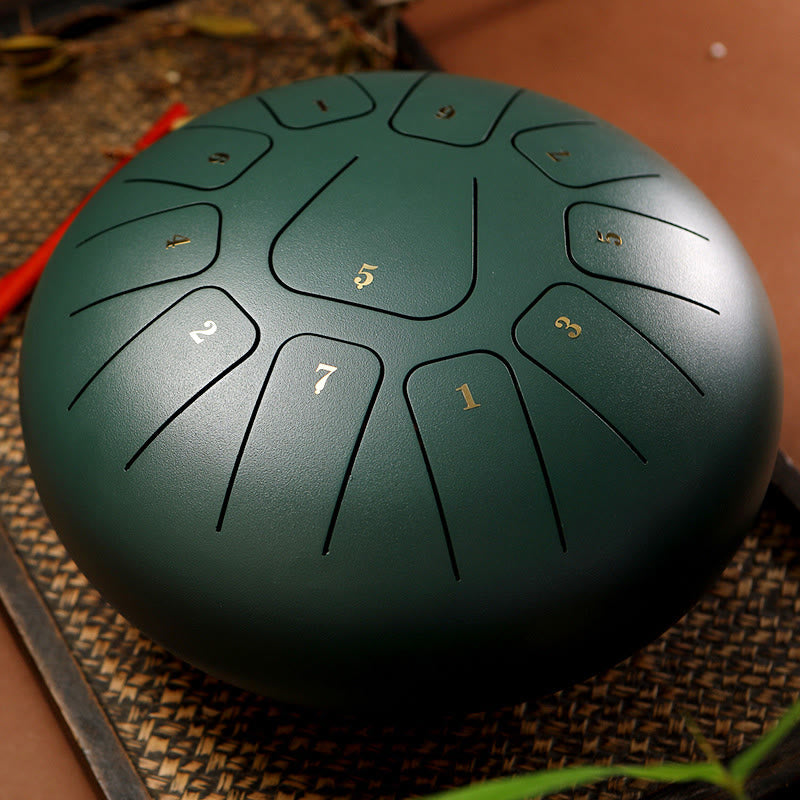 Buddha Stones Steel Tongue Drum Sound Healing Mindfulness Meditation Yoga Drum Kit 11 Note 8 Inch - DarkGreen - image 10
