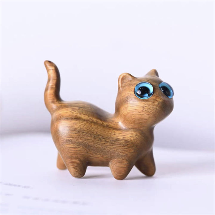 Buddha Stones Green Sandalwood Small Leaf Red Sandalwood Cute Cat Animals Soothing Peace Decoration - Green Sandalwood Standing Cat - image 20