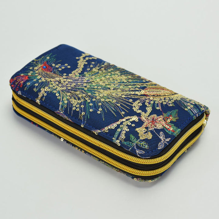 Peacock Double-sided Embroidery Cash Holder Wallet Shopping Purse