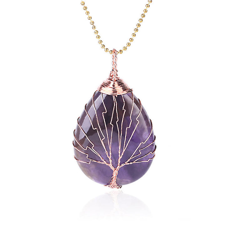 Buddha Stones Natural Quartz Crystal Tree Of Life Healing Energy Necklace Pendant - image 3