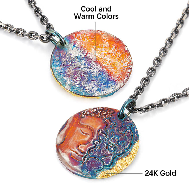 Buddha Stones 999 Sterling Silver 24K Gold Half Demon Half Buddha Compassion Necklace Pendant - image 5