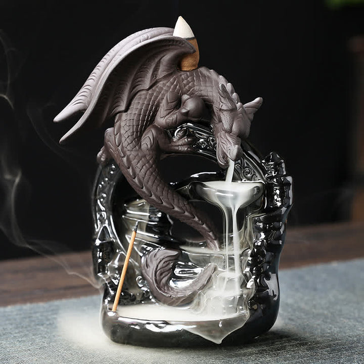 Buddha Stones Nordic Pterosaur Dragon Ceramic Backflow Smoke Fountain Protection Healing Incense Burner Decoration - image 2