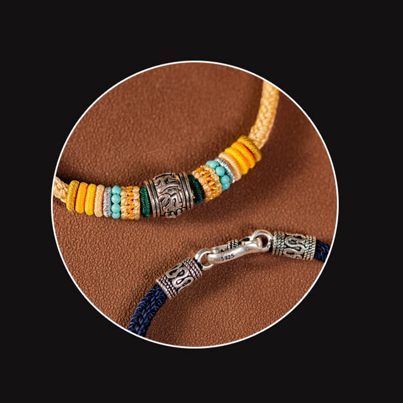 Buddha Stones Handmade 925 Sterling Silver Tibetan Om Mani Padme Hum Purity Braided Bracelet - image 13