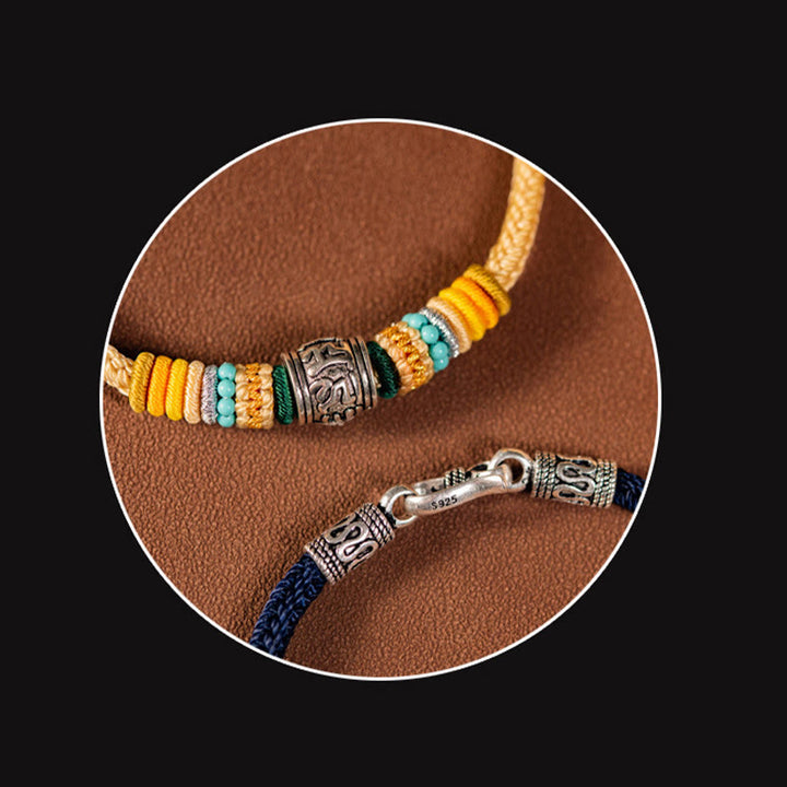 Buddha Stones Handmade 925 Sterling Silver Tibetan Om Mani Padme Hum Purity Braided Bracelet - image 13