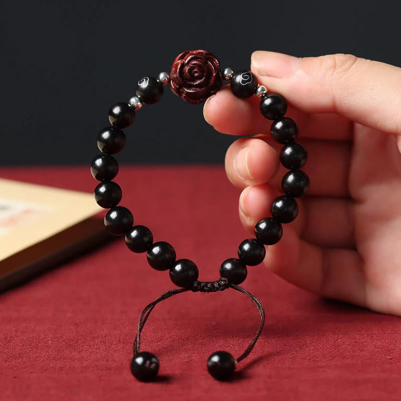Buddha Stones Small Leaf Red Sandalwood Sooth Bracelet - image 3