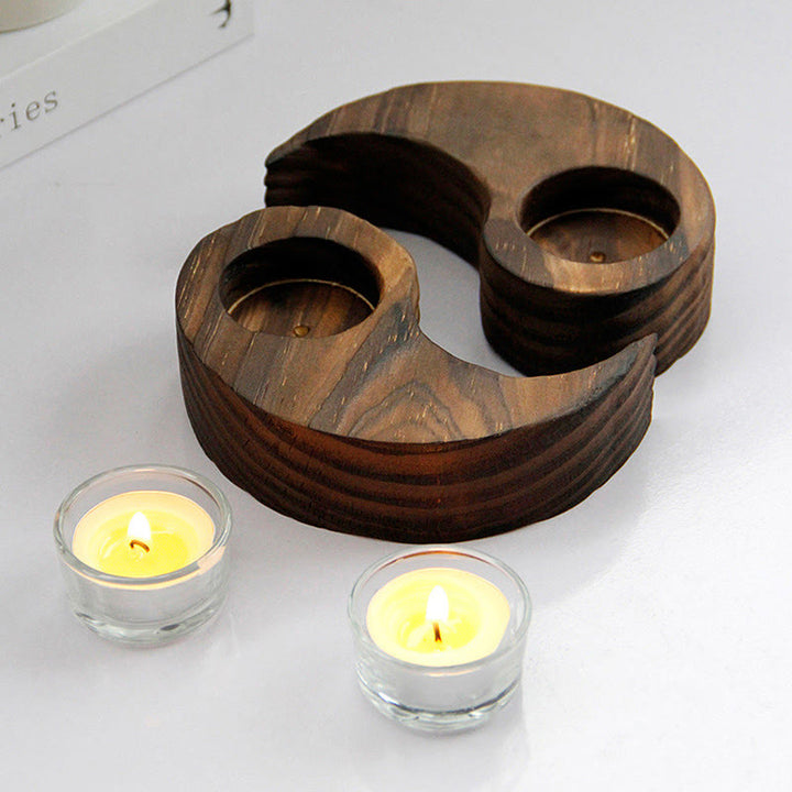 Yin Yang Wood Candle Holder Meditation Rituals Use Items - image 4