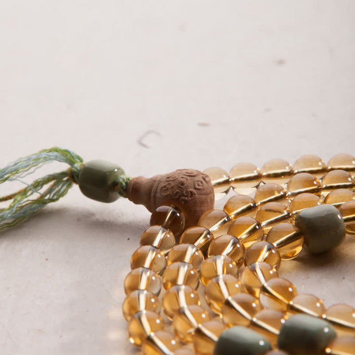 108 Mala Beads 925 Sterling Silver Citrine Sandalwood Turquoise Protection Prosperity Bracelet - image 15