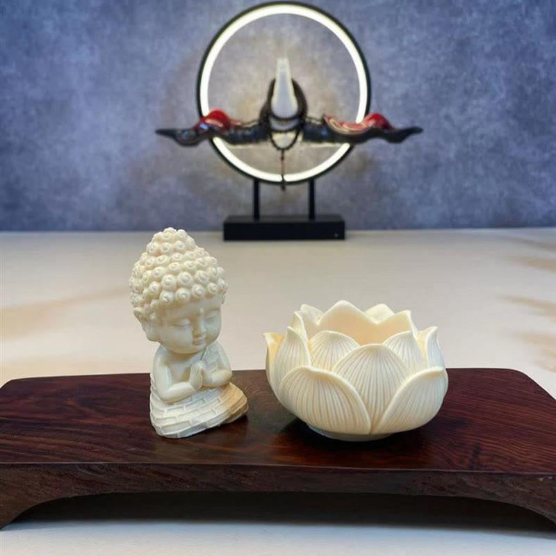 Buddha Stones Mini Ivory Fruit Tathagata Buddha Lotus Kwan Yin Avalokitesvara Manjusri Samantabhadra Serenity Desk Decoration