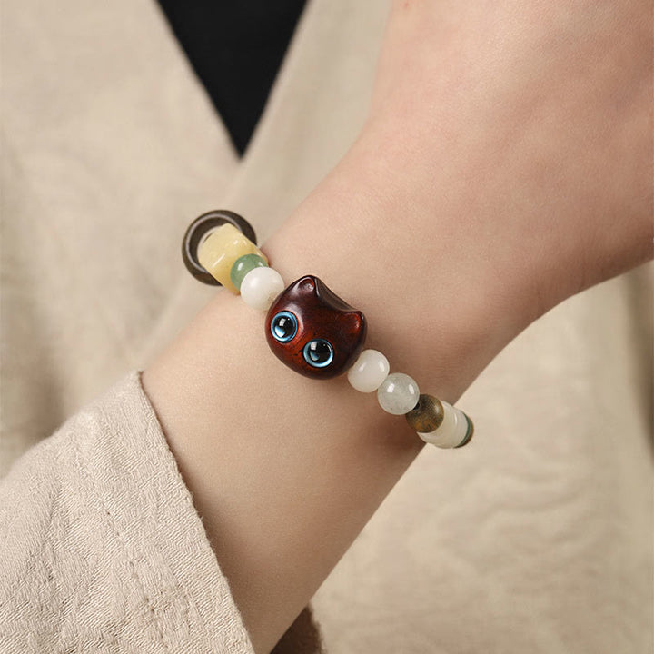 Buddha Stones Bodhi Seed Green Sandalwood Ebony Wood Small Leaf Red Sandalwood Cat Head Paw Claw Peace Bracelet - image 14
