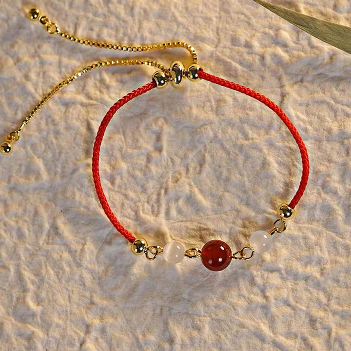 Buddha Stones Red Agate Cat Eye Braided String Confidence Bracelet - image 4