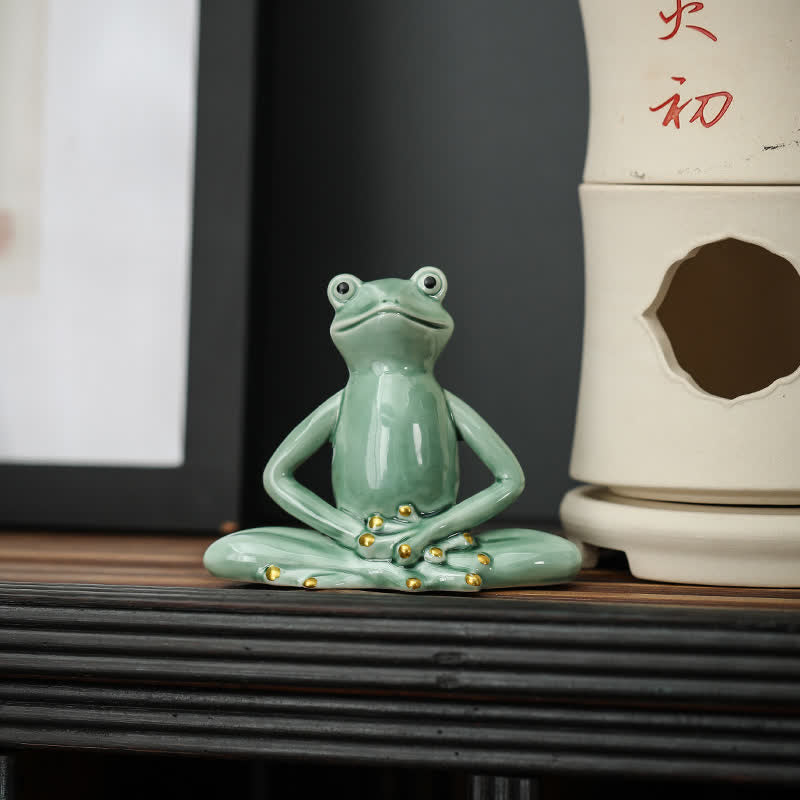 Meditating Ceramic Zen Frog Statue Decoration - image 7