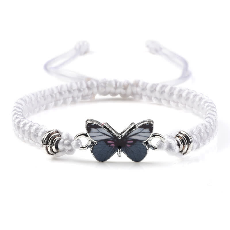 Buddha Stones Butterfly Freedom Love String Charm Bracelet - White-Gray Butterfly - image 4