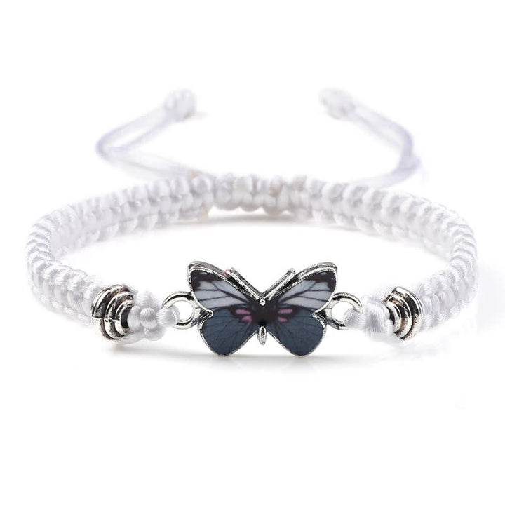 Buddha Stones Butterfly Freedom Love String Charm Bracelet - White-Gray Butterfly - image 4