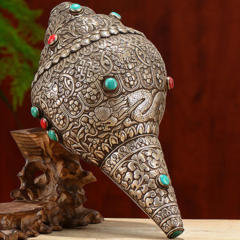 Tibetan Handmade Natural Shankha Engraved Eight Auspicious Symbols Conch Shell Lucky Home Decoration - image 12