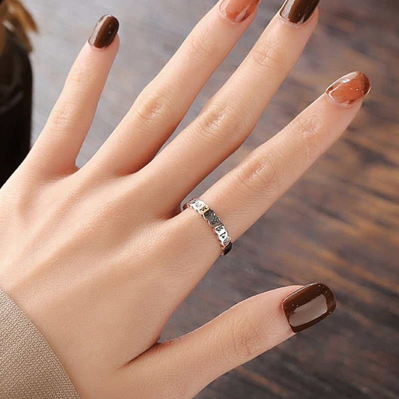 Buddha Stones 925 Sterling Silver Six True Words Calm Wisdom Ring - image 3