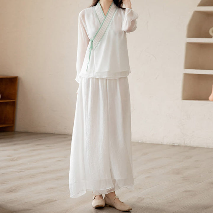 Retro Prayer Zen Spiritual Meditation Practice Chiffon Clothing Women's Set - image 2