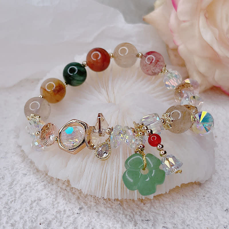Buddha Stones Colorful Gemstone Green Aventurine Flower Bead Luck Bracelet - Colorful Gemstone - image 0