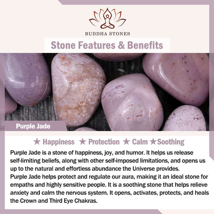 Buddha Stones Natural Purple Jade Soothing Protection Bracelet Bangle - image 6