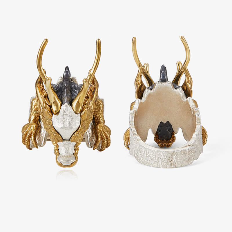 Buddha Stones 925 Sterling Silver Dragon Luck Success Protection Adjustable Ring Pendant - image 9