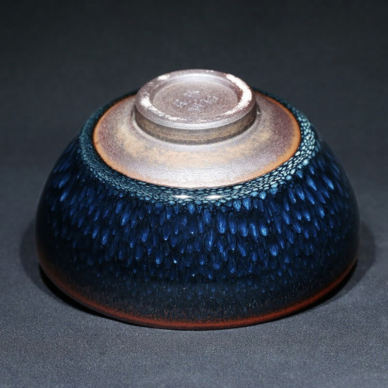 Buddha Stones Handmade Blue Francolinus Spot Chinese Jianzhan Ceramic Teacup Kung Fu Tea Cup Bowl - image 3