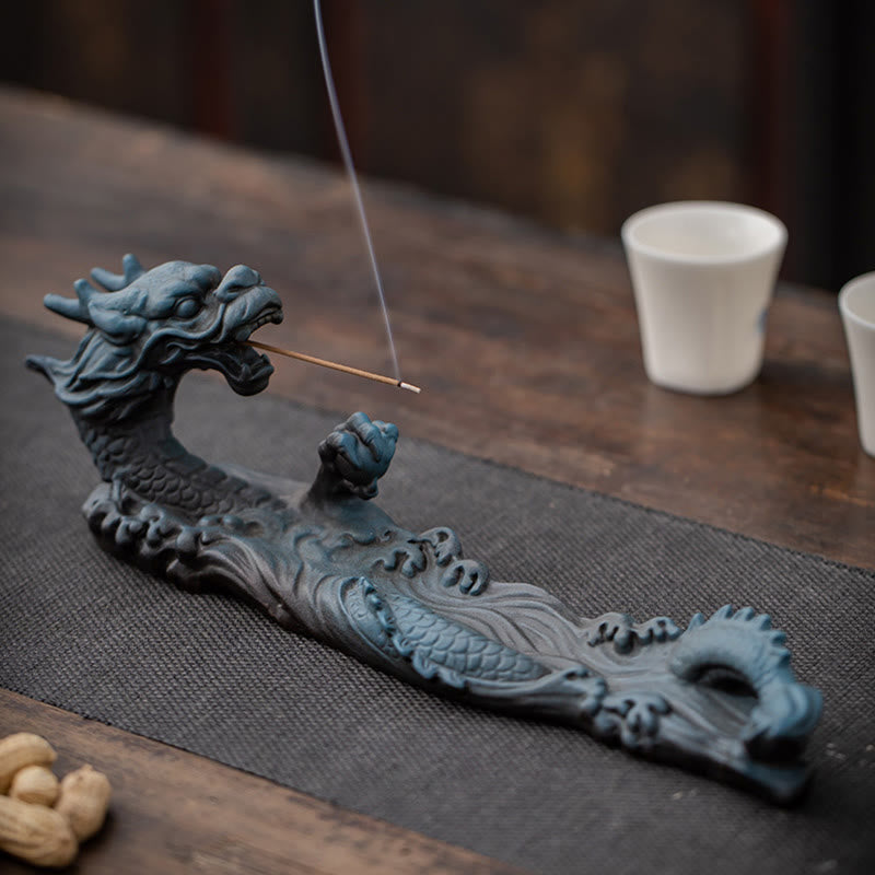 Buddha Stones Dragon Protection Ceramic Stick Incense Burner Decoration - image 12