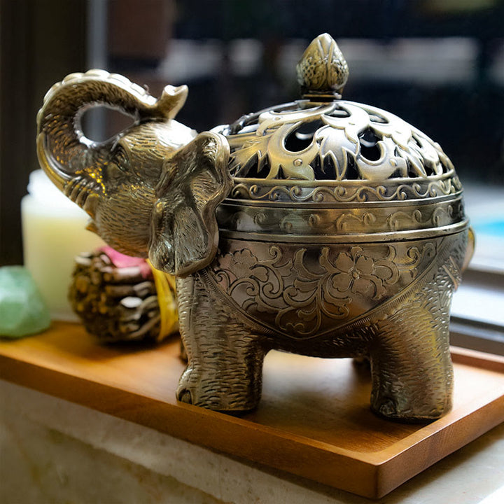 Buddha Stones Elephant Alloy Incense Holder Home Decoration Incense Burner - image 9