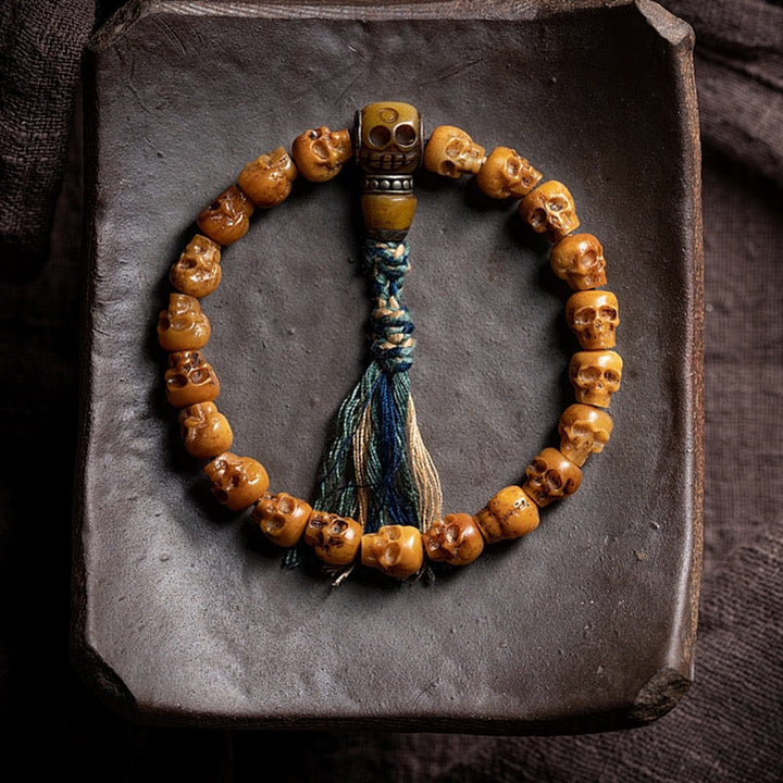 Buddha Stones Tibetan Yak Bone The Lord Of The Corpse Forest Pattern Strength Bracelet