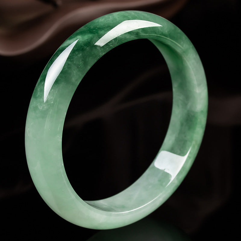 Buddha Stones Natural Jade Fortune Blessing Bangle Bracelet - 63-64mm - image 1