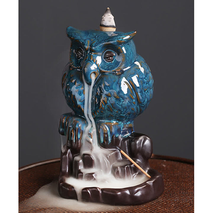 Cute Owl Ceramic Backflow Smoke Fountain Meditation Healing Incense Burner Decoration - image 8