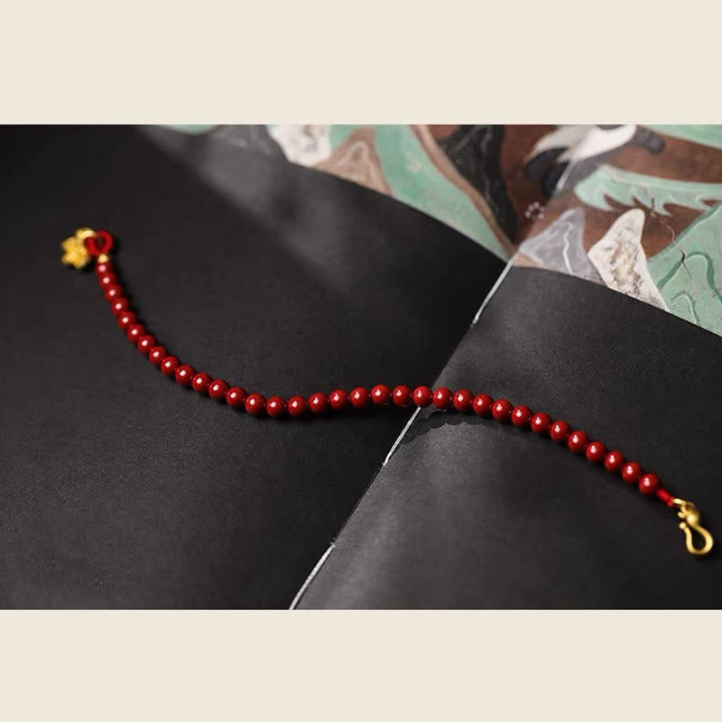 Buddha Stones Natural Cinnabar Round Coin Blessing Bracelet