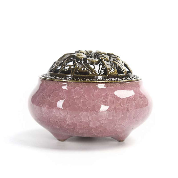 Buddha Stones Colorful Ceramic Incense Burner - Pink - image 9