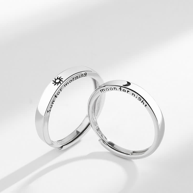 Buddha Stones 925 Sterling Silver Sun Moon Protection Adjustable Couple Ring - image 0