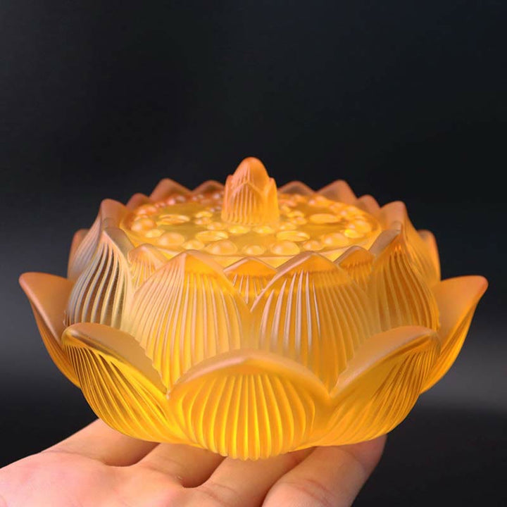 Lotus Liuli Crystal Healing Meditation Incense Burner - Yellow Lotus 11.5*6.7cm - image 4