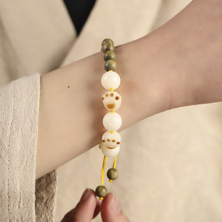 Buddha Stones Natural Green Sandalwood Bodhi Seed Cat Paw Claw Cure Bracelet - image 4