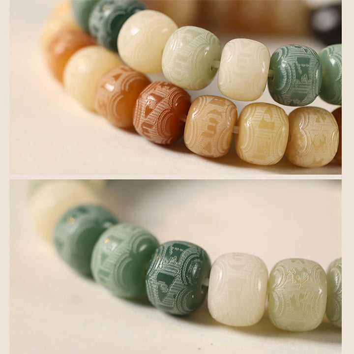 Buddha Stones Bodhi Seed Silver Sheen Obsidian Cat Head Om Mani Padme Hum Engraved Harmony Bracelet - image 15