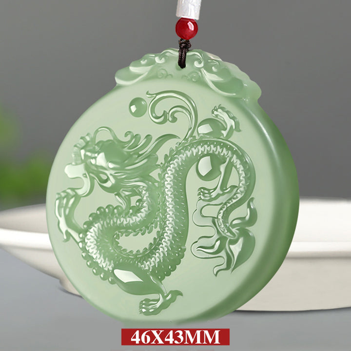 Buddha Stones Chinese Zodiac Dragon Jade Luck Necklace String Pendant - image 5