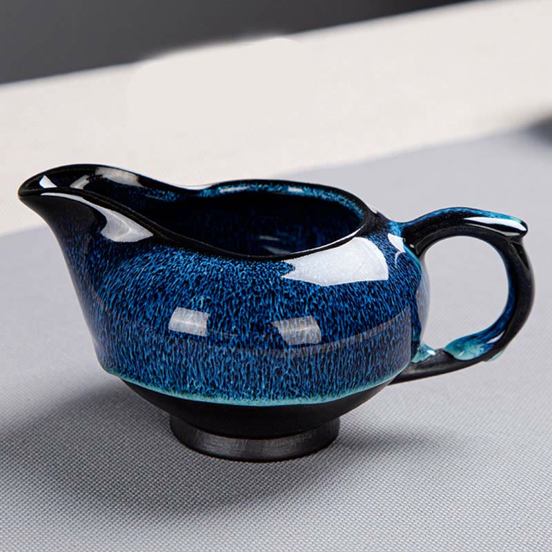 Blue Gradient Color Chinese Gongfu Tea Ceramic Teapot Portable Gift Bag Box Set - image 16