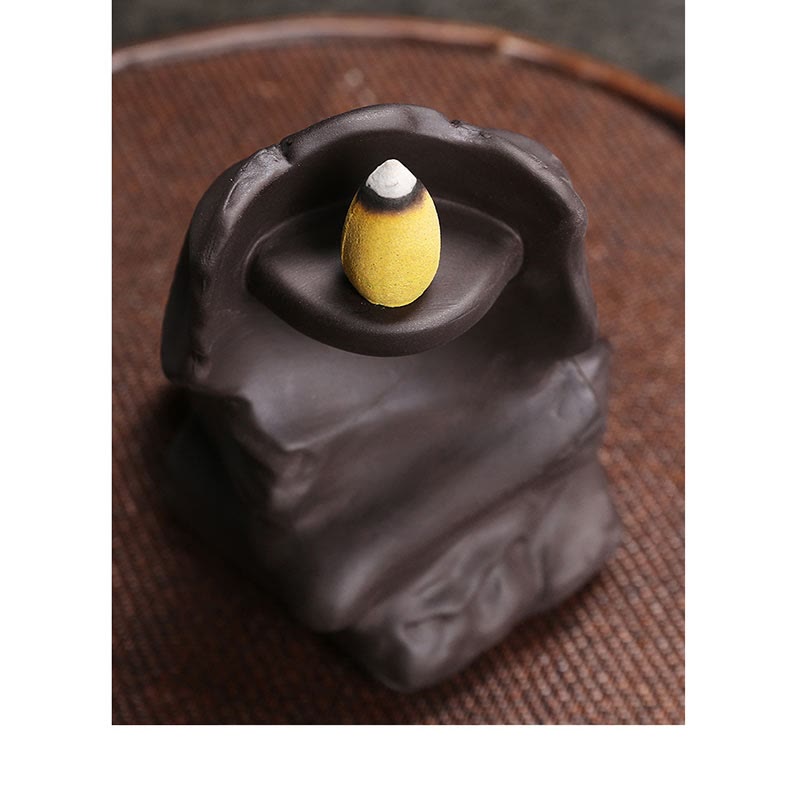 Buddha Stones Halloween Skull Head Purple Clay Healing Incense Burner Decoration - image 5