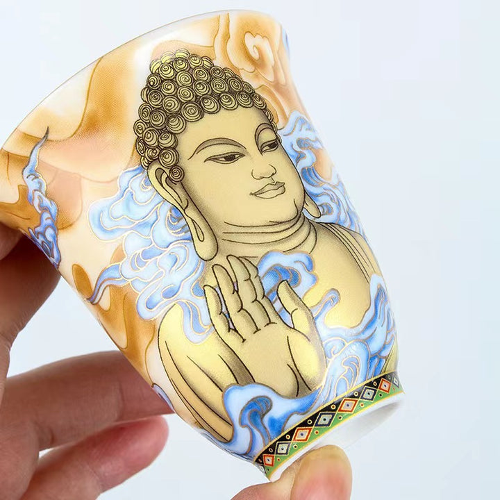 Buddha Stones Dunhuang Color Flying Apsaras Teacup Kung Fu Tea Cup