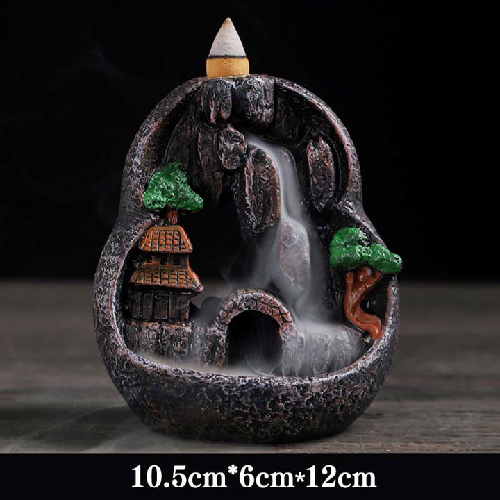 Mountain Bridges Pattern Meditation Resin Backflow Incense Burner - image 11