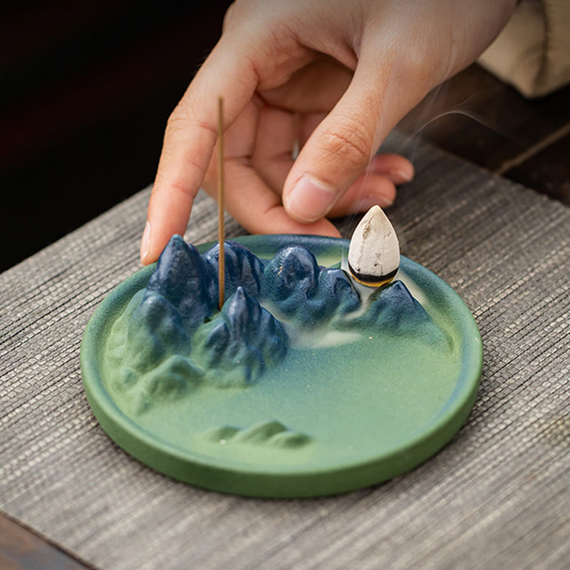 Creative Mountain River Ceramic Healing Backflow Incense Burner - image 18
