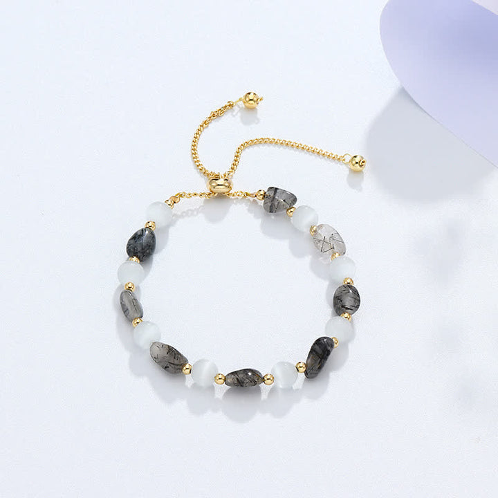 Amethyst Pink Crystal Black Rutilated Quartz Spiritual Awareness Bracelet - Black Rutilated Quartz(Luck♥Success) - image 11